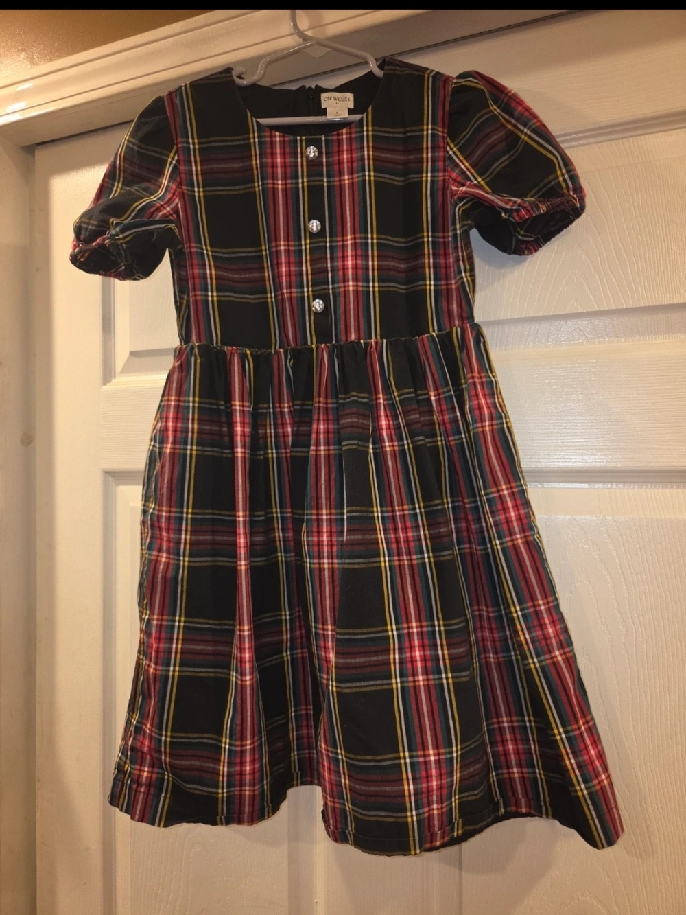 Crewcuts Girls' Plaid Dress in Black, Red & Yellow